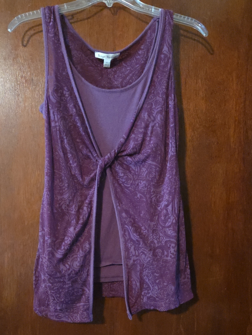 Susan Bristol Purple Twist-Front Layered Tank